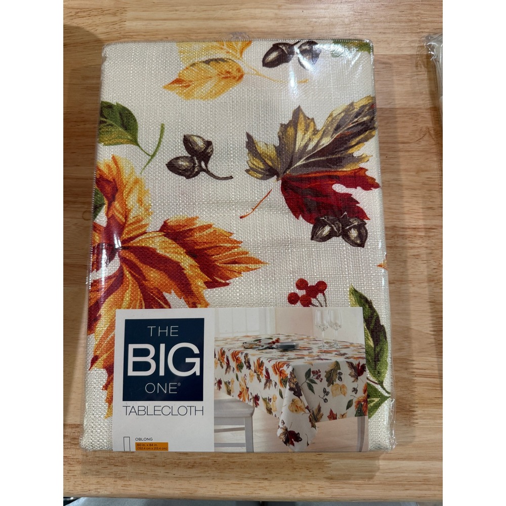 The Big One Fall Leaves Tablecloth‎ 60x84 Oblong Autumn Harvest NIP